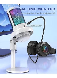 XiuWoo USB Microphone for PC Computer Gaming Mic for PS4/ PS5/ Mac Condenser Mic with Quick Mute RGB Light Pop Filter Shock Mount Gain knob & Monitoring Jack for Recording Streaming Podcasting YouTube  - Image 4