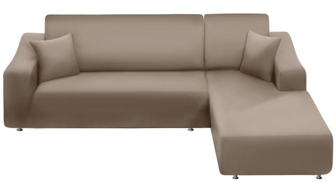 COUCH COVER L SHAPE 2 PIECES SOFA COVER SOFT STRETCH SLIPCOVERS WITH 2PCS PILLOWCASES FURNITURE PROTECTOR SECTIONAL COUCH COVERS 3 SEATER 3 SEATERTAN