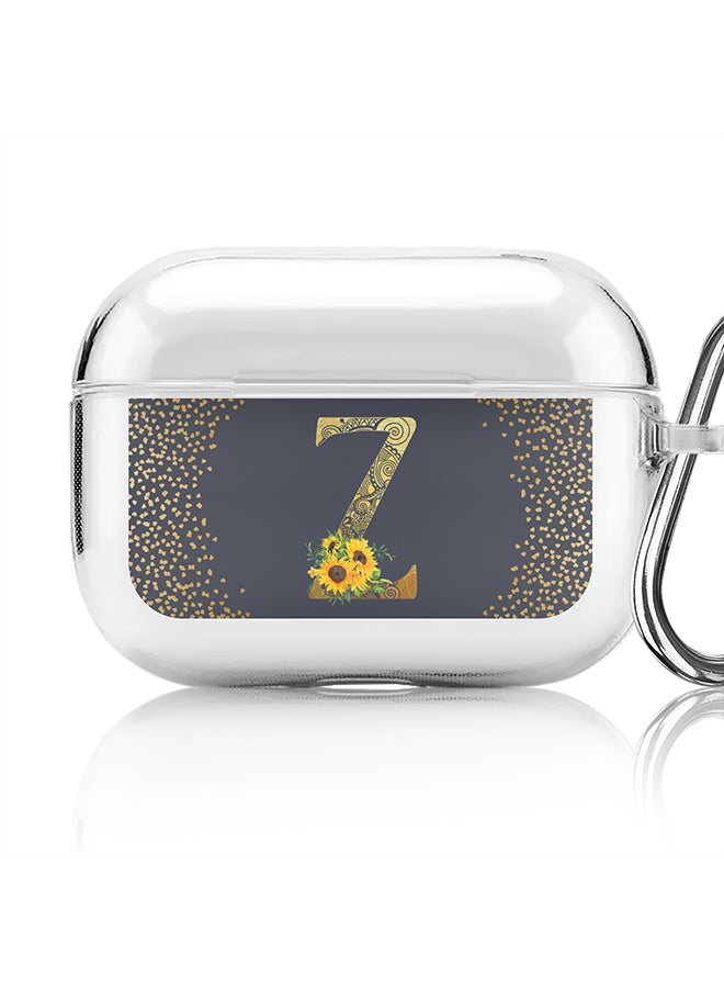 Stylizedd Classic Clear printed Case for Apple Airpods Pro Soft TPU Gel Thin Transparent Flexible Cover - Custom Monogram Initial Letter Mandala Floral Pattern Alphabet - Z (Grey ) - Image 1