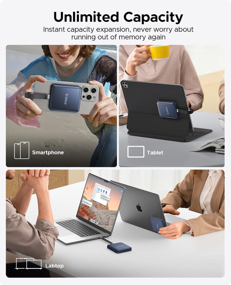ORICO 512 GB Magnetic External SSD, 4K ProRes HDR Record and Store, 2000MB/s Stable Transmission and Storage, Portable Solid State Drive, Compatible with Smartphone, Tablet, Computer - A20PLUS - Image 3