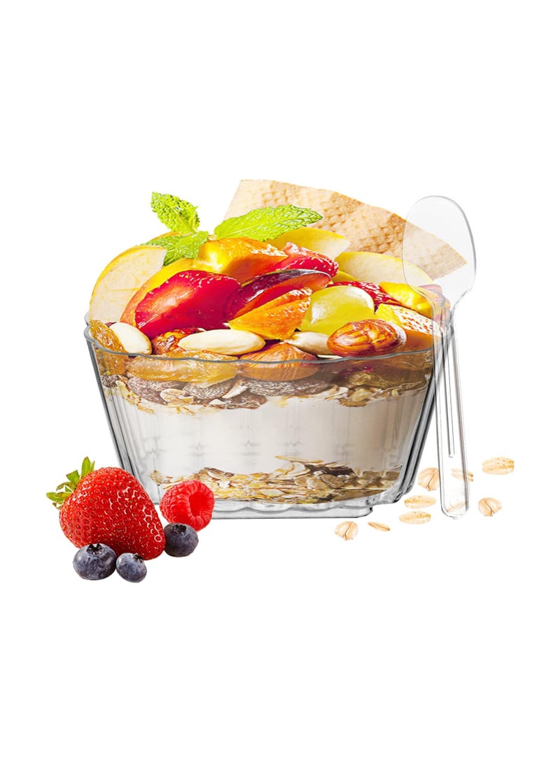 SOLARAE 100Pack 5 Oz Dessert Cups with Spoons, Small Plastic Mousse Cup Dessert Shooters, Clear Disposable Parfait Appetizer Cup, Mini Reusable Trifle Tumbler Cup for Souffle, Pudding, Party, Dessert Cups - Image 5