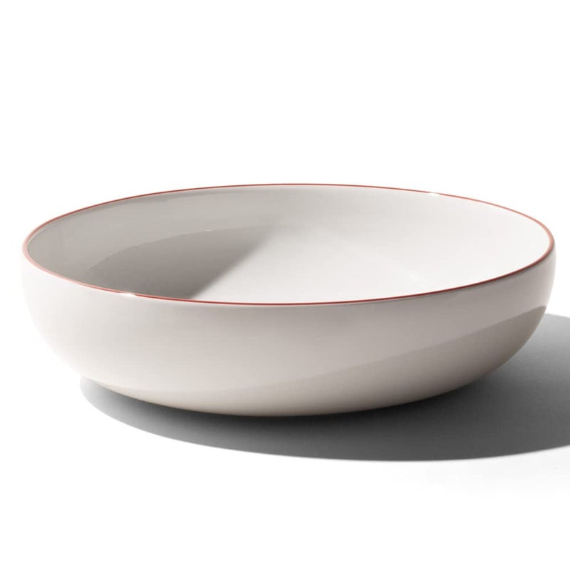Made In Cookware  Serving Bowl  White With Red Rim  Porcelain England