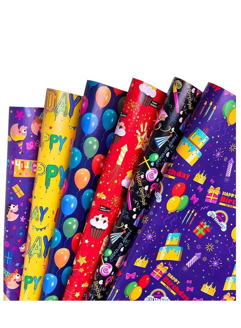 Excefore Gift Wrapping Paper Roll Included 6 Pack for Birthday, Holiday, Wedding, Graduations, Party, Kids Gift Wrapping - Image 1