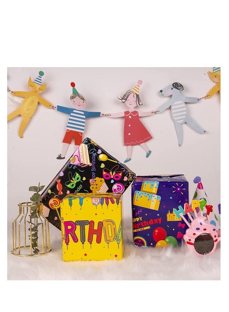 Excefore Gift Wrapping Paper Roll Included 6 Pack for Birthday, Holiday, Wedding, Graduations, Party, Kids Gift Wrapping - Image 4