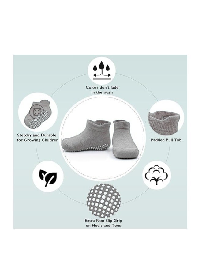 Bebiland 12 زوج من جوارب الأطفال جوارب للأطفال غير قابلة للانزلاق مع كعب غير منزلق للأطفال من 1-3 سنوات، الحجم م - Image 3