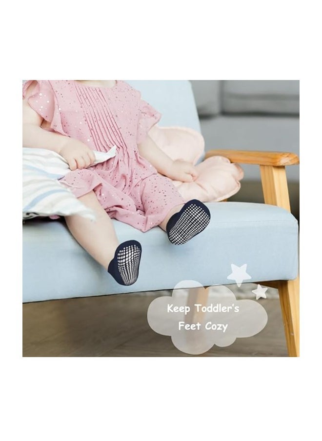 Bebiland 12 زوج من جوارب الأطفال جوارب للأطفال غير قابلة للانزلاق مع كعب غير منزلق للأطفال من 1-3 سنوات، الحجم م - Image 4