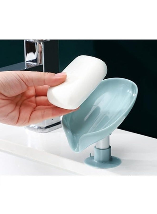 هابي هوم 3 قطع من حامل صابون على شكل ورقة شجر تصريف ذاتي مع كوب شفط للالتصاق بالسطح - Image 3