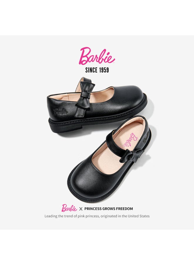 Barbie Babi Children's Shoes, Spring And Autumn Matte Versatile Performance Black Leather Shoes, Girls' Student Bow-tie Small Leather Shoes, Da6565 Black, Size 35 - Image 4