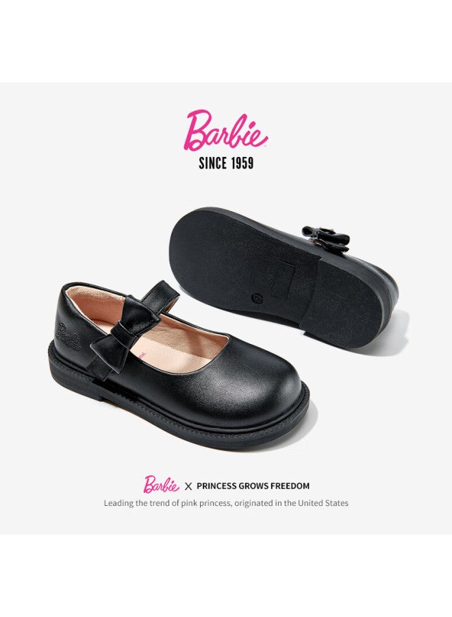 Barbie Babi Children's Shoes, Spring And Autumn Matte Versatile Performance Black Leather Shoes, Girls' Student Bow-tie Small Leather Shoes, Da6565 Black, Size 35 - Image 3