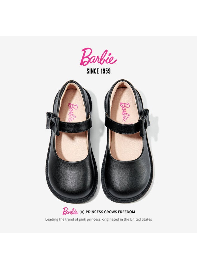 Barbie Babi Children's Shoes, Spring And Autumn Matte Versatile Performance Black Leather Shoes, Girls' Student Bow-tie Small Leather Shoes, Da6565 Black, Size 35 - Image 5