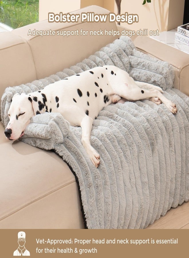 Avont Dog Bed Mat for Couch, Warm Fluffy Calming Sofa Topper Furniture Protector for Small Medium Large Dogs Cats with Removable Washable Cover -Lightgrey(M) - Image 2