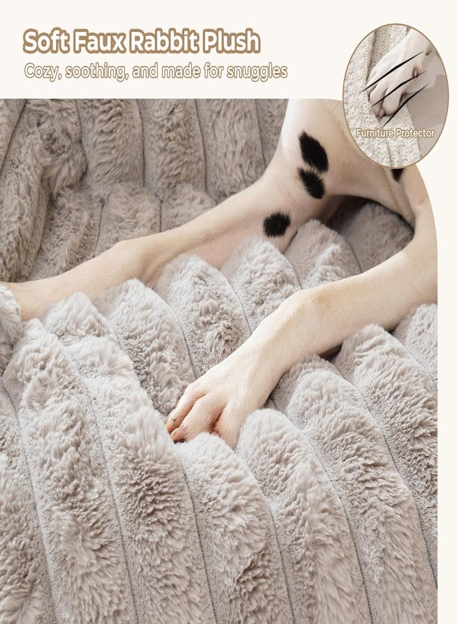 Avont Dog Bed Mat for Couch, Warm Fluffy Calming Sofa Topper Furniture Protector for Small Medium Large Dogs Cats with Removable Washable Cover -Lightgrey(M) - Image 3