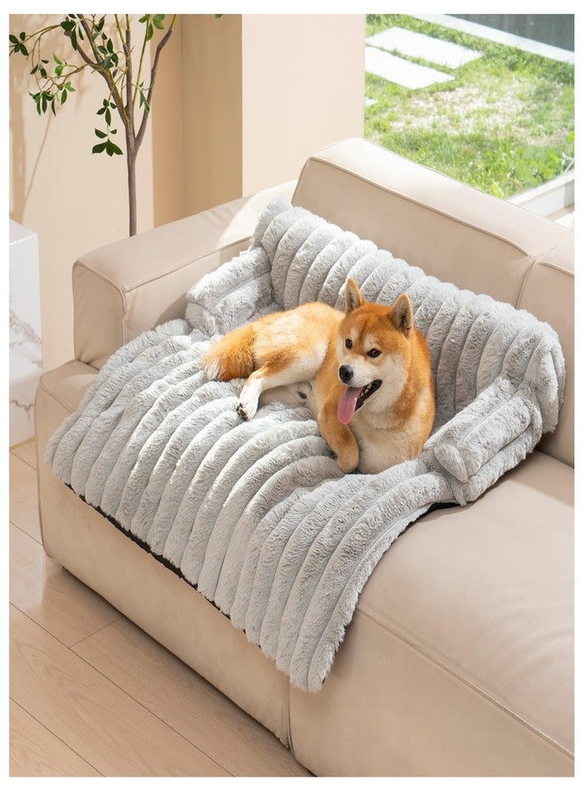 Avont Dog Bed Mat for Couch, Warm Fluffy Calming Sofa Topper Furniture Protector for Small Medium Large Dogs Cats with Removable Washable Cover -Lightgrey(M) - Image 1