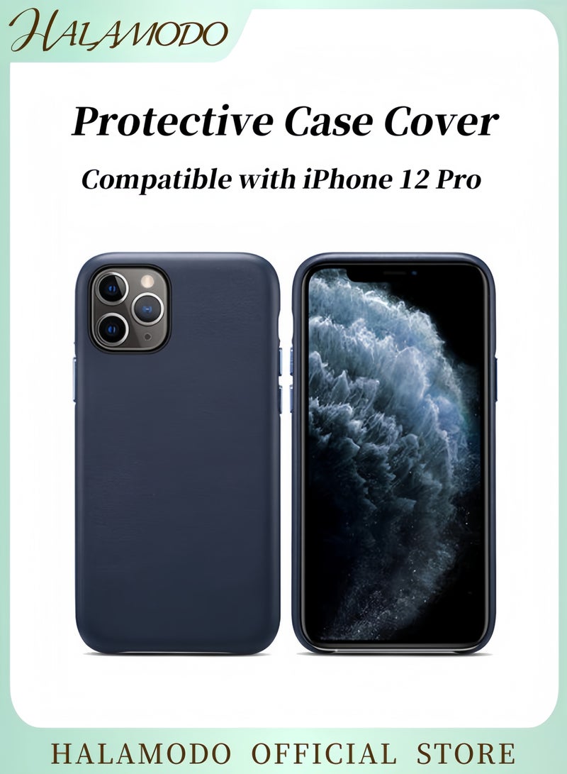 هالامودو حافظة حماية جلدية لهاتف iPhone 12 Pro، حافظة هاتف عسكرية مقاومة للسقوط ومضادة للخدش وممتصة للصدمات، غطاء هاتف رفيع - Image 1