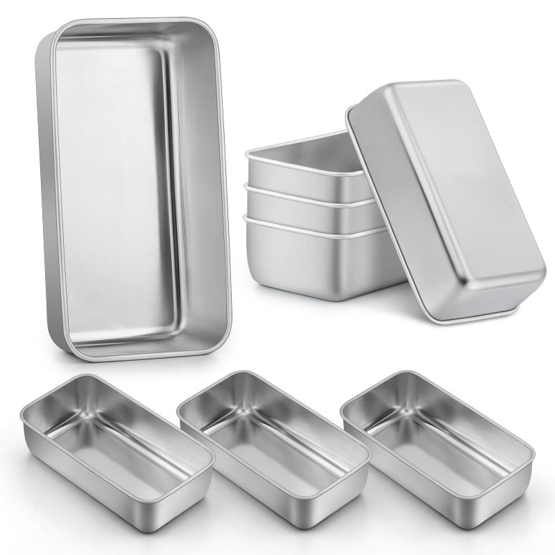LIANYU Loaf Pans 9x5 Inch, 8 Pack Bread Pans for Baking, Stainless Steel Baking Pans, Loaf Tins for Homemade Bread Brownies and Pound Cakes, Dishwasher Safe - Image 1
