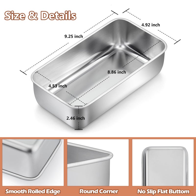 LIANYU Loaf Pans 9x5 Inch, 8 Pack Bread Pans for Baking, Stainless Steel Baking Pans, Loaf Tins for Homemade Bread Brownies and Pound Cakes, Dishwasher Safe - Image 2