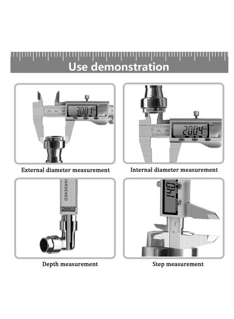 Digital Caliper Measuring Tool Stainless Steel Vernier Caliper Digital Micrometer with Large LCD Screen Easy Switch from Inch Metric Fraction 6 Inch Caliper Tool for DIY Household  - Image 3