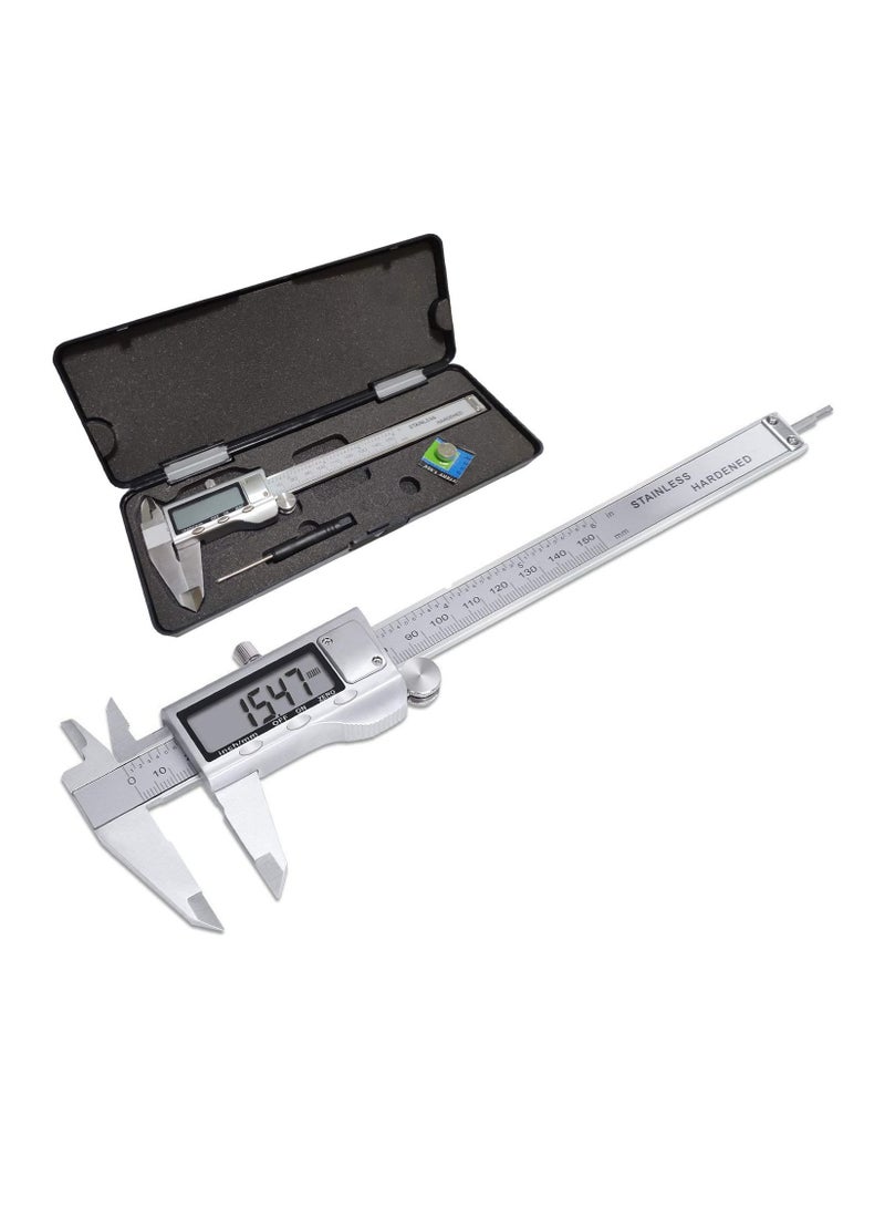 Digital Caliper Measuring Tool Stainless Steel Vernier Caliper Digital Micrometer with Large LCD Screen Easy Switch from Inch Metric Fraction 6 Inch Caliper Tool for DIY Household  - Image 1