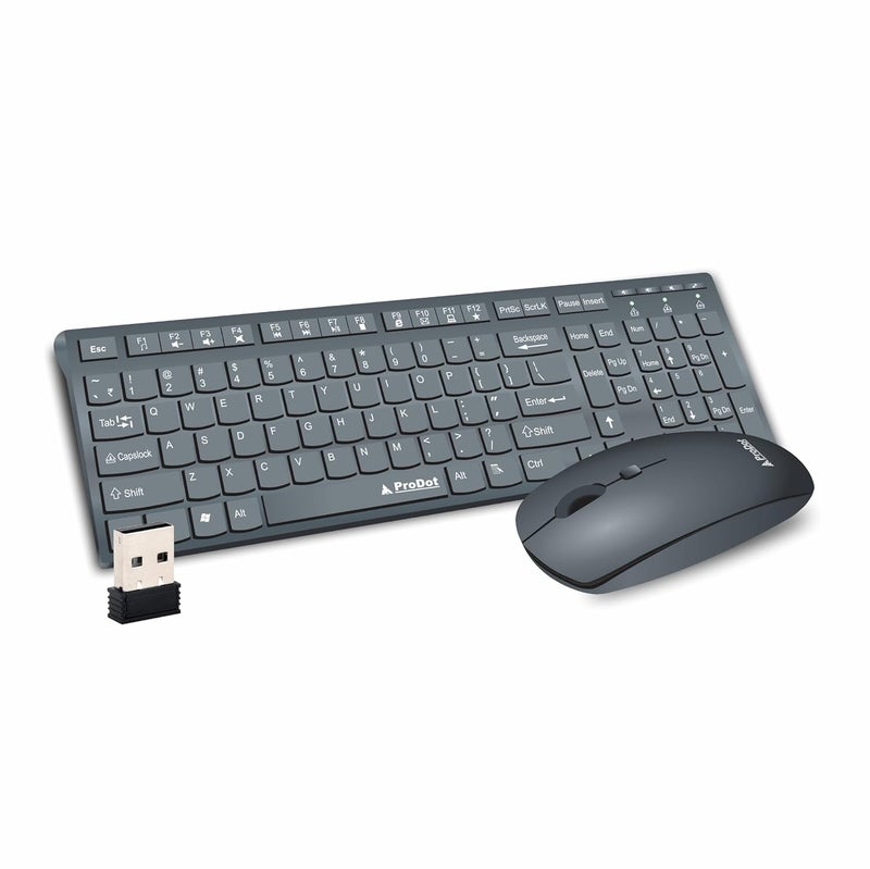ProDot ProSeries Wireless Chicklet Keyboard Mouse Set I Plug & Play I Adjustable 1000-1600 DPI I 10M Keystrokes I Spill Resistant I 2.4Ghz 10m Range I Works with Windows, iOS, Linux - Image 1
