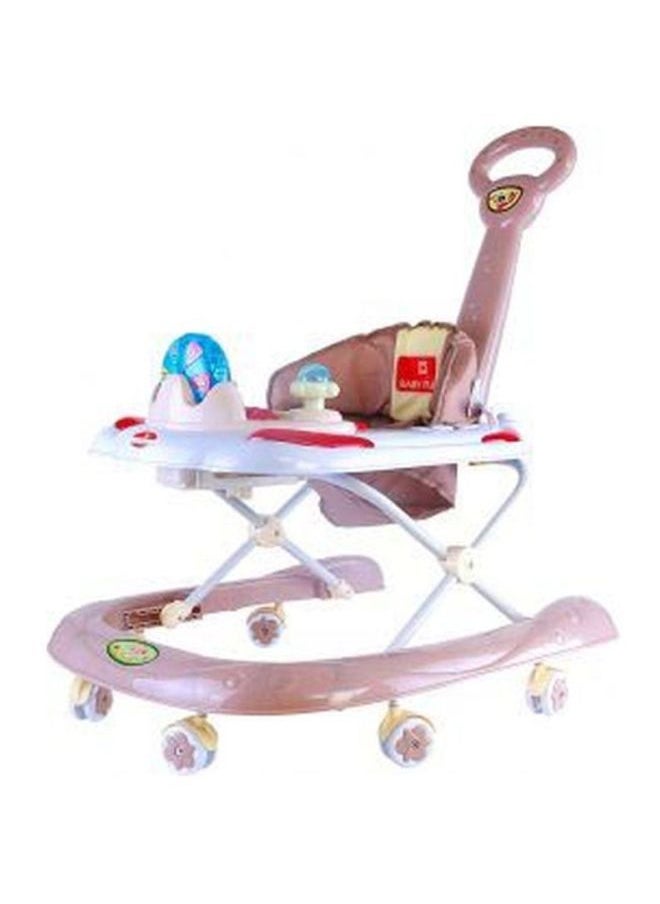 BABY PLUS - Foldable Baby Walker With Comfortable Soft Cushion Seat And Backrest - Brown/White - Image 1