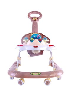 Foldable Baby Walker With Comfortable Soft Cushion Seat And Backrest - Brown/White