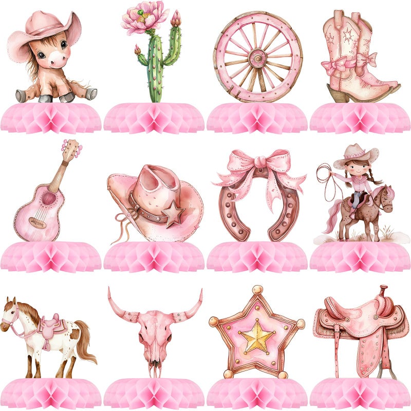 BonBeeDesign 12 Pack Cowgirl Table Decorations - Cowgirl Party Decorations for Kids' Birthday and Themed Events - Cowgirl Table Toppers - Image 1