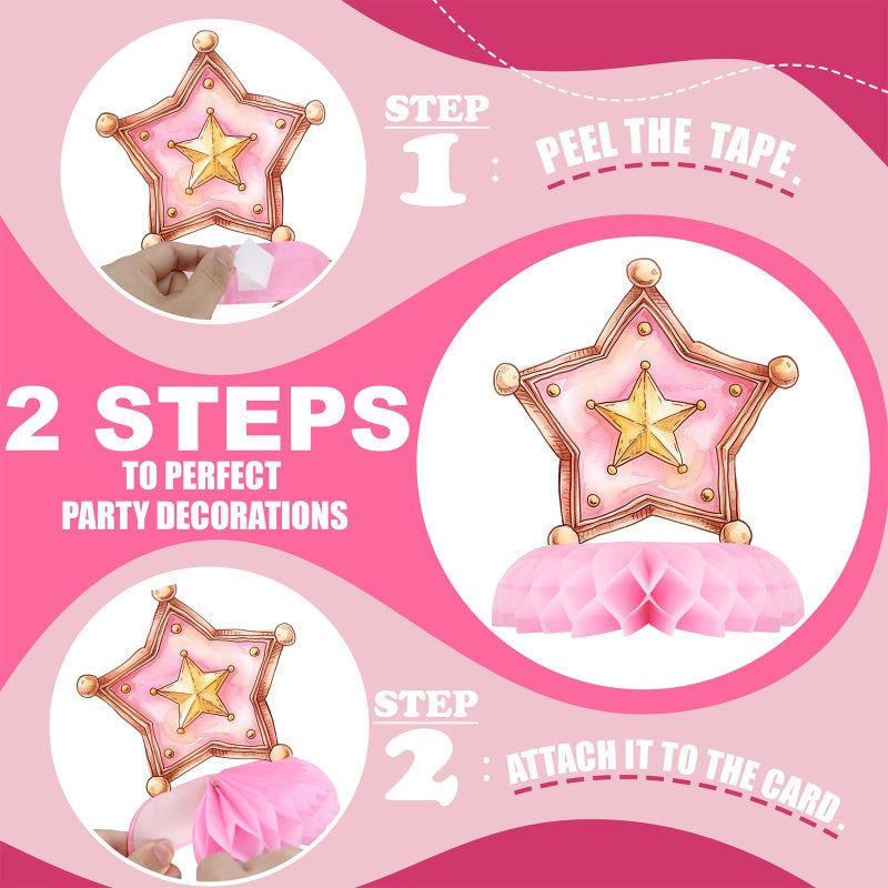 BonBeeDesign 12 Pack Cowgirl Table Decorations - Cowgirl Party Decorations for Kids' Birthday and Themed Events - Cowgirl Table Toppers - Image 3