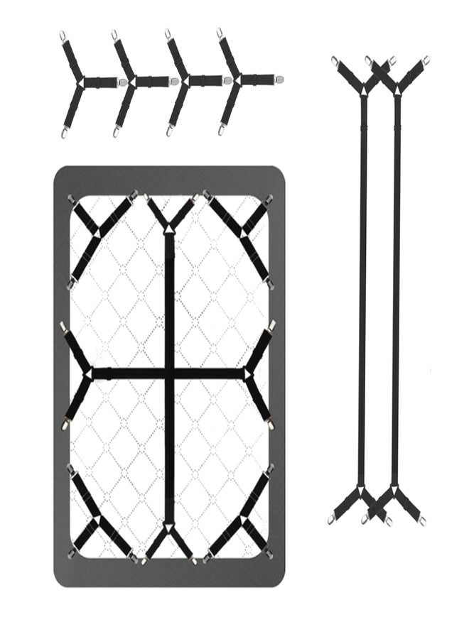 CXYNDFA 6-Pack Adjustable Sheet Straps, Fitted Sheet Holders， Secure Your Bed Sheets Instantly! These Heavy-Duty Sheet Clips Keep Fitted Sheets Tight on Mattresses Up to 21 Inches Deep for a Neat, - Image 1
