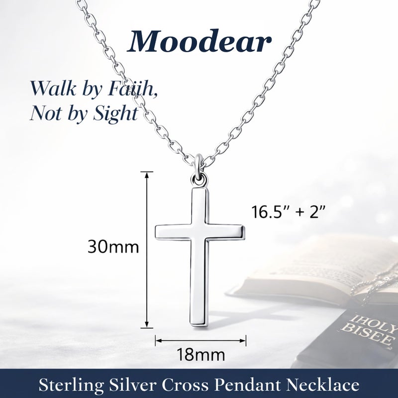 Moodear Silver Cross Necklace - Dainty 925 Sterling Silver Cross Pendant Simple Cute Necklaces for Women Jewelry Gift - Image 5