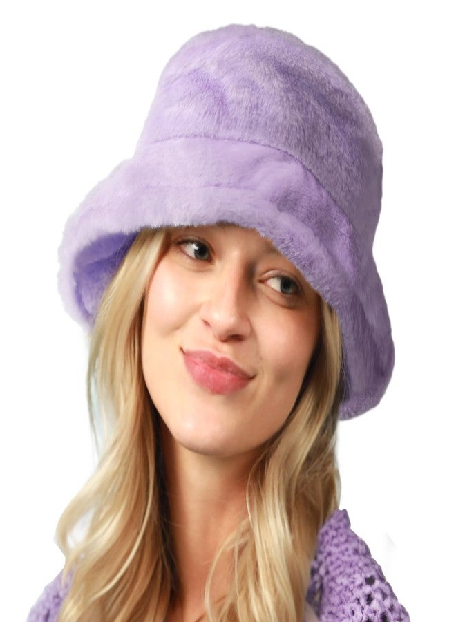 CHOK.LIDS Everyday Winter Fur Bucket Hat Unisex Trendy Soft Fluffy Warm Lightweight Fleece Fisherman Cap for Women Men, Lavender, One size - Image 1
