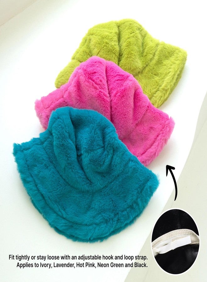 CHOK.LIDS Everyday Winter Fur Bucket Hat Unisex Trendy Soft Fluffy Warm Lightweight Fleece Fisherman Cap for Women Men, Lavender, One size - Image 4