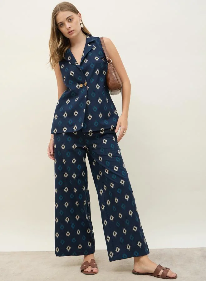 ستايلي Styli Oversized Printed Vest and Straight Fit Pants Co-Ords