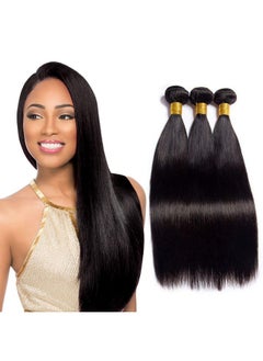 Human Hair Bundles Brazilian Straight Human Hair 3 Bundles 14 14 14 Inch Weave Hair Human Bundles For American Black Women Remy Weft Hair Extensions Natural Black Bundles Human Hair Straight