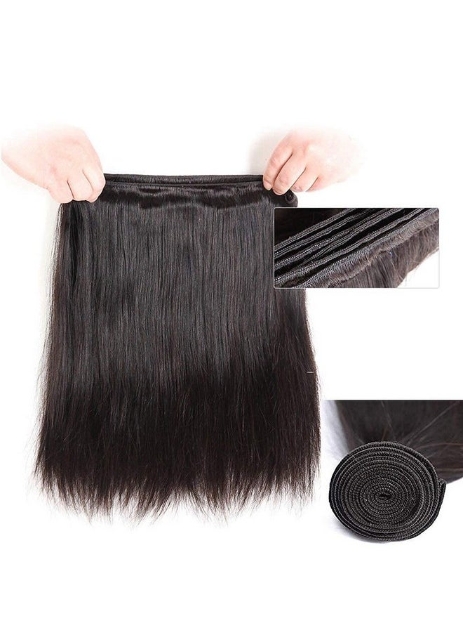Rebasar - Human Hair Bundles Brazilian Straight Human Hair 3 Bundles 14 14 14 Inch Weave Hair Human Bundles For American Black Women Remy Weft Hair Extensions Natural Black Bundles Human Hair Straight - Image 1