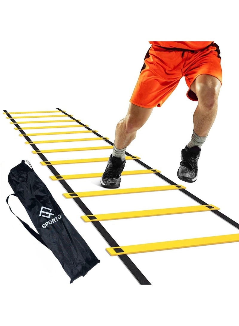 سبورت كيو سلم سرعة لتمارين رياضية من سبورت كيو®️ بـ12 تدريب بطول 6 متر مع شنطة حمل لكرة قدم وتمارين السرعة وممارسة الكرة واللياقة البدنية - Image 1