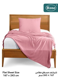 Rose Rose Luxurious Plain Flat Sheet and Pillow Case, Bed Sheet 2-Pieces Set, Soft & Cozy Microfiber Breathable and Cooling, Twin / Extra Twin Size 243x167 cm, Pink  - Image 3
