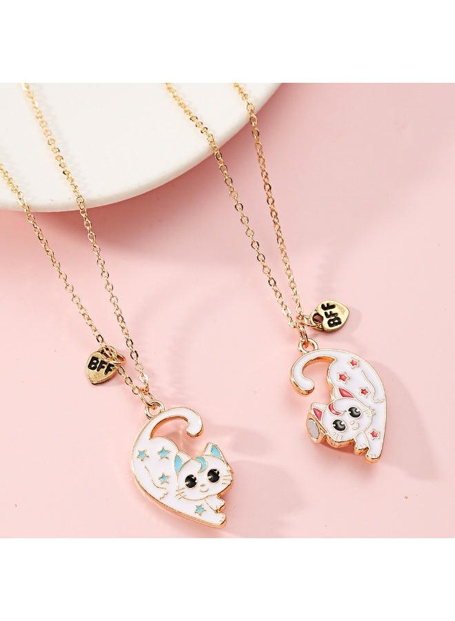 Children's BFF Necklace Set with Cute Cartoon Cat Pendants - Image 3