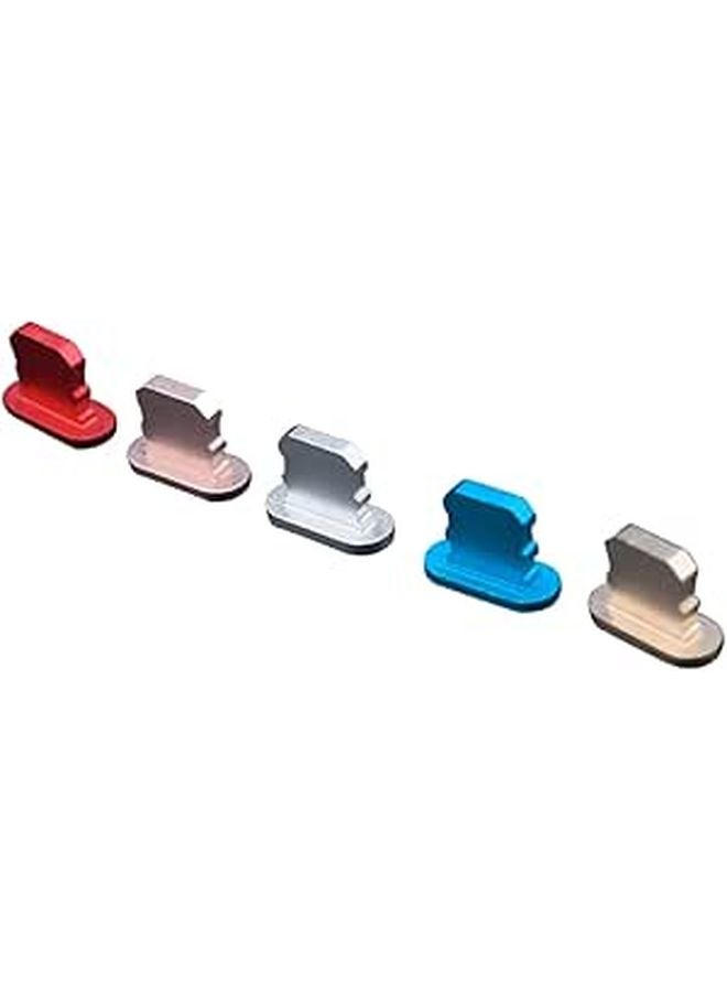 5Pcs Metal Phone Port Dust Plug Cover with Cord Holder Mixed Colors for Protection - Image 1