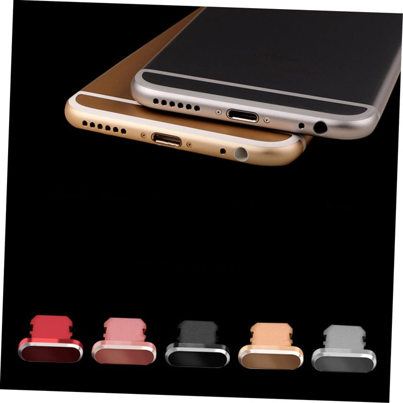 5Pcs Metal Phone Port Dust Plug Cover with Cord Holder Mixed Colors for Protection - Image 3
