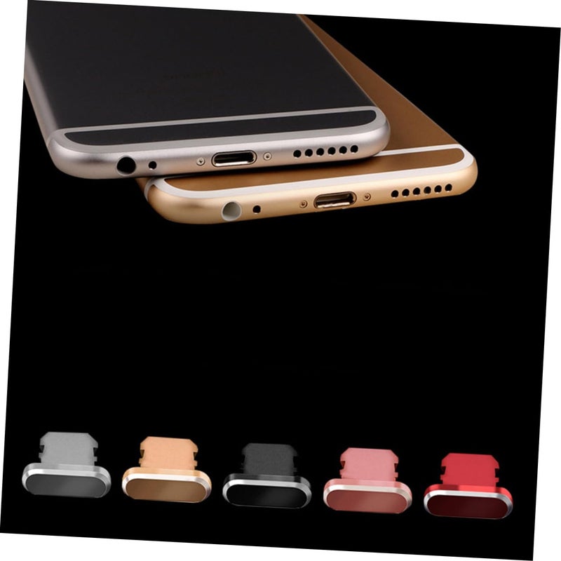 5Pcs Metal Phone Port Dust Plug Cover with Cord Holder Mixed Colors for Protection - Image 5