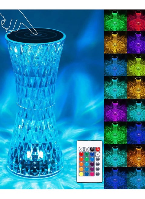 Crystal Table Lamp, 16 RGB Color Changing Crystal Light with 6 Level Brightness Adjustment