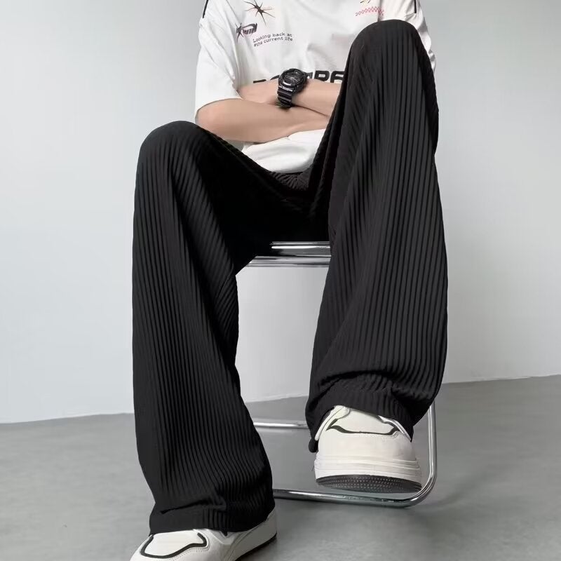 Texture Sense Pants Men'S Summer Thin Ice Silk Straight Pants Fashionable Brand Pendant Boys Loose Casual Pants - Image 2