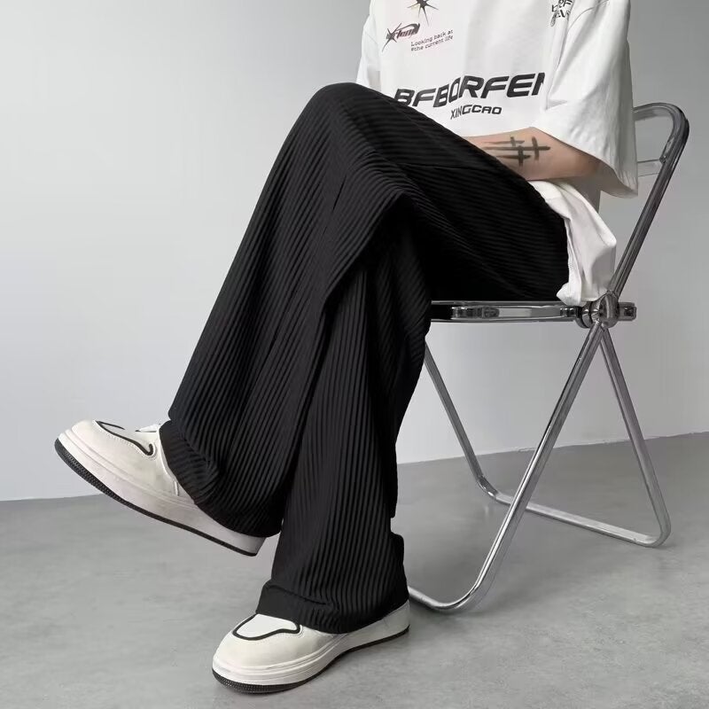 Texture Sense Pants Men'S Summer Thin Ice Silk Straight Pants Fashionable Brand Pendant Boys Loose Casual Pants - Image 4