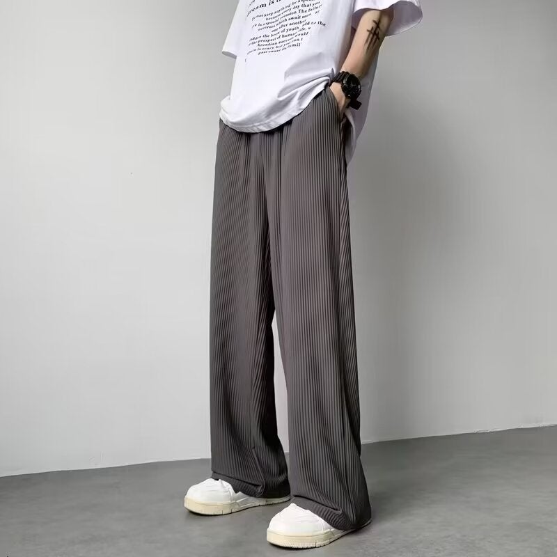 Texture Sense Pants Men'S Summer Thin Ice Silk Straight Pants Fashionable Brand Pendant Boys Loose Casual Pants - Image 5