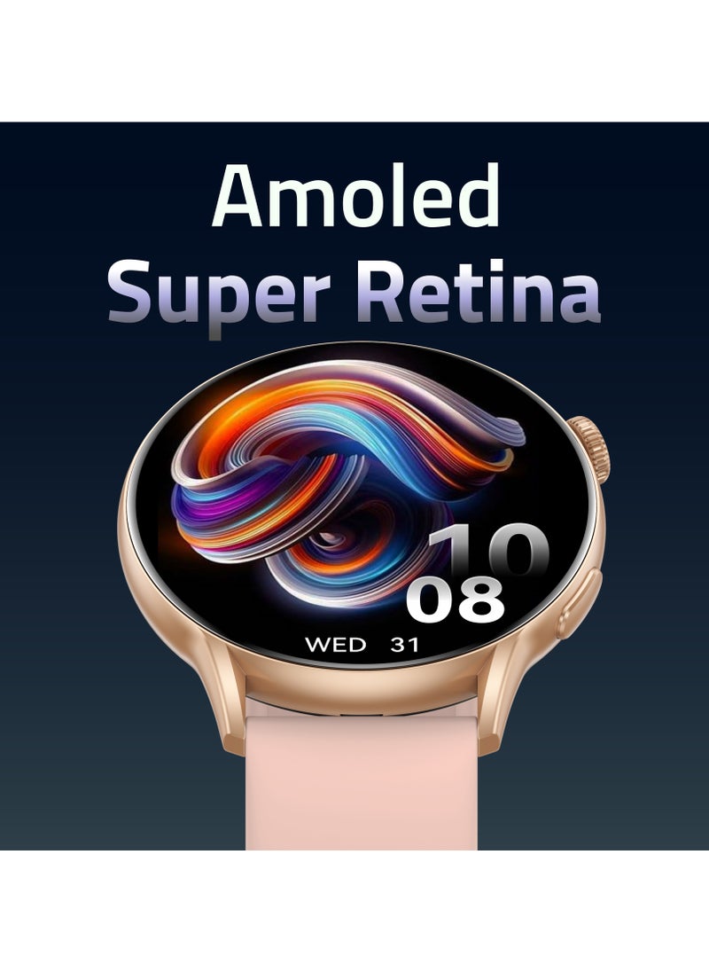 سمارت واتش X أوربيت – شاشة AMOLED بحجم 1.6 إنش – تتبع نبض القلب والنوم والأكسجين – مكالمات بلوتوث – مساعد ذكي – أكثر من 100 شكل للساعة – مقاومة للمياه IP68 – متوافقة مع Android و iOS