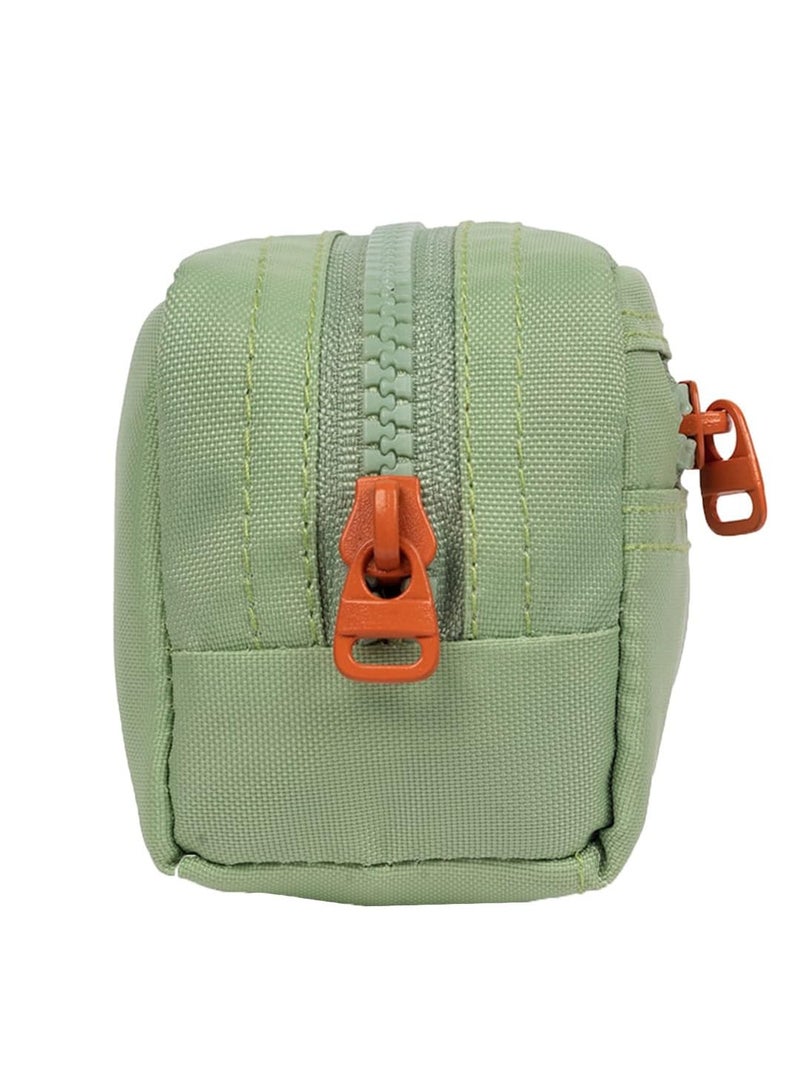 QIPS Multi Utility Durable Polyester Pencil Pouch Bag with Dual Compartments, Smooth Zipper Closure - Ideal for School, Office & Travel Accessories (Saga Green) - Image 4