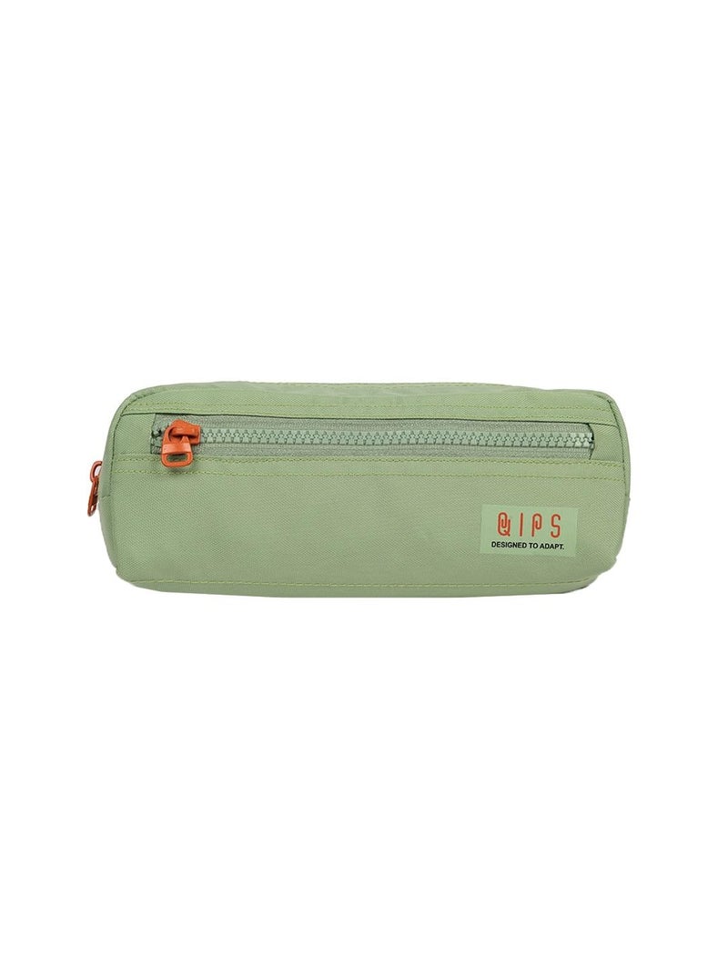 QIPS Multi Utility Durable Polyester Pencil Pouch Bag with Dual Compartments, Smooth Zipper Closure - Ideal for School, Office & Travel Accessories (Saga Green) - Image 1