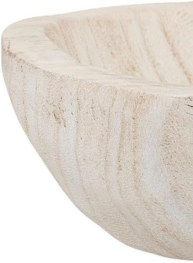 BOLTCORRSE Large Whitewashed Decorative Wood Bowl - Hand Carved Paulownia Tray for Coffee Table Centerpiece & Entryway Catchall - Organic Modern Farmhouse Decor - Image 5