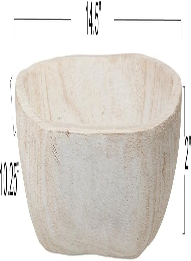 BOLTCORRSE Large Whitewashed Decorative Wood Bowl - Hand Carved Paulownia Tray for Coffee Table Centerpiece & Entryway Catchall - Organic Modern Farmhouse Decor - Image 2