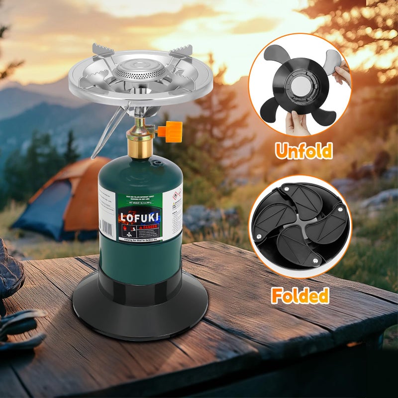LOFUKI Camping Stove Propane, Portable Backpacking Cooker with Single Burner, Adjustable Flame, Foldable Base, Camp Stove Kit for Outdoor Cooking, Hiking, Emergency Essential (Fuel not Included) - Image 5